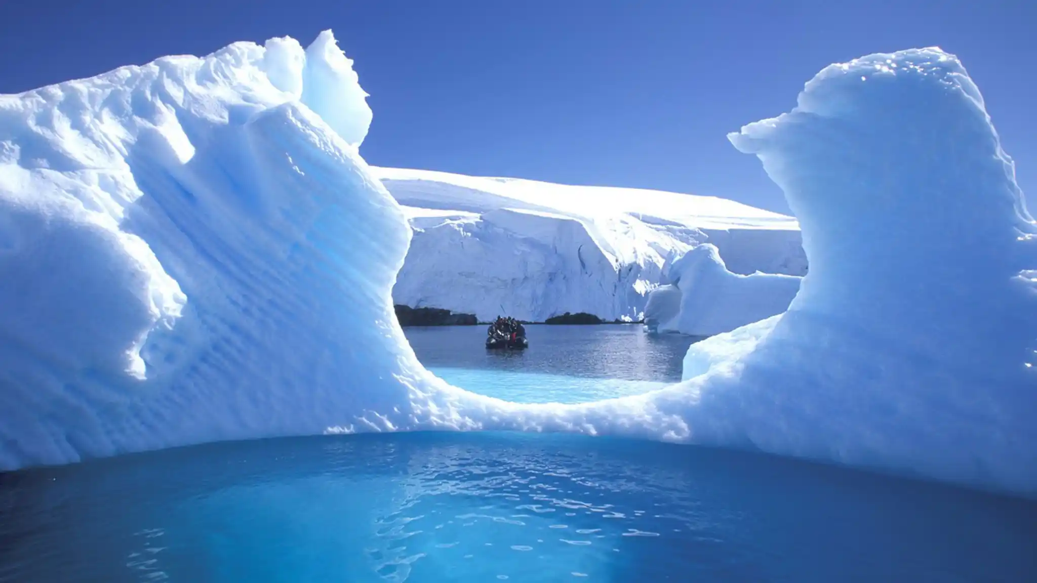Antarctica Sea Spirit Ship Sailing Through Glaciers Poseidon Expeditions