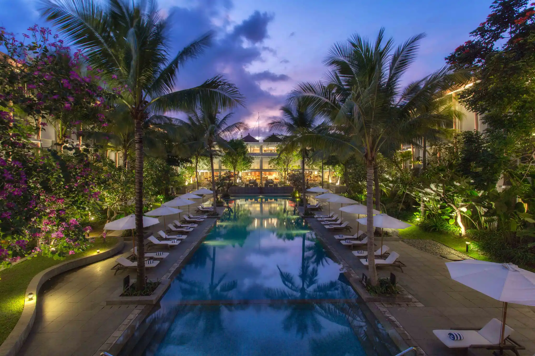 Pool Area At Dusk